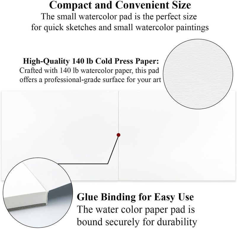 Ogfu Water Color Sketchbook 5.5 x 8.5, Small Water Color Paper Pad, 30 Sheets (60pages) Cold Pressed Watercolor Paper 140 lb, Watercolor Pads for Painting, Watercolor Supplies for Artists. - Image 2